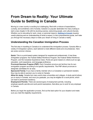 From Dream to Reality: Your Ultimate Guide to Settling in Canada