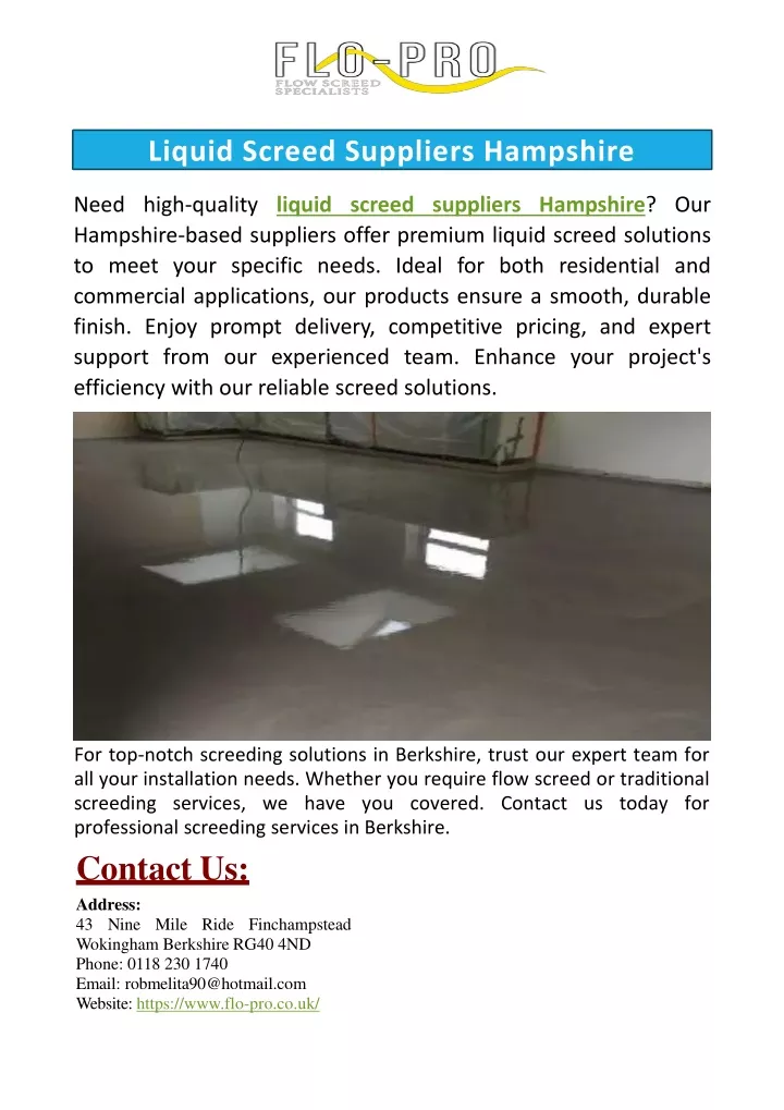 liquid screed suppliers hampshire