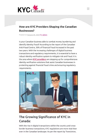 How are KYC Providers Shaping the Canadian Businesses