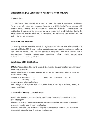 CE Certification