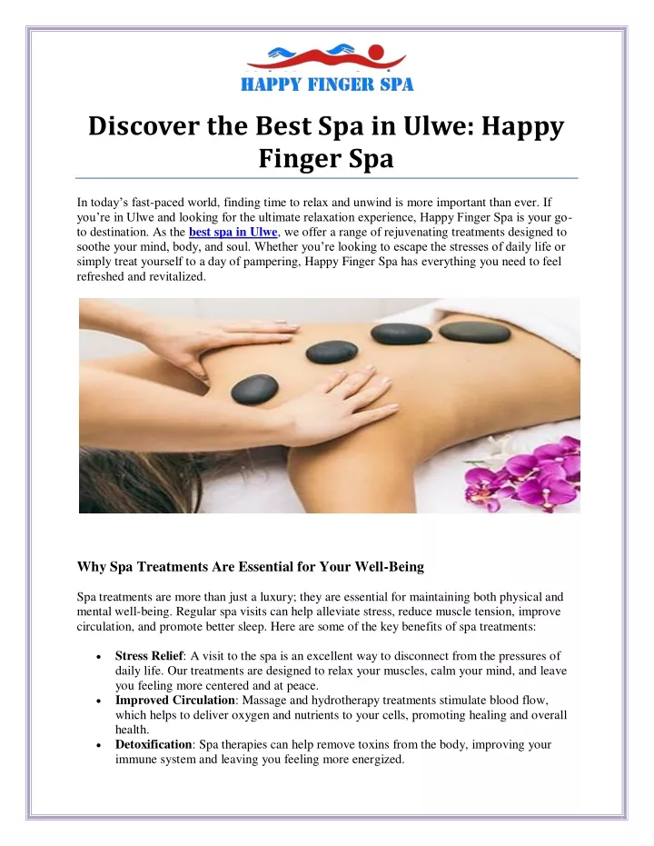 discover the best spa in ulwe happy finger spa