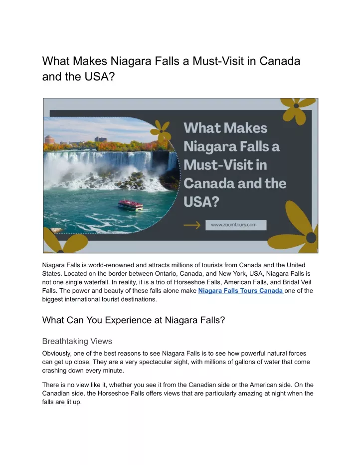 what makes niagara falls a must visit in canada