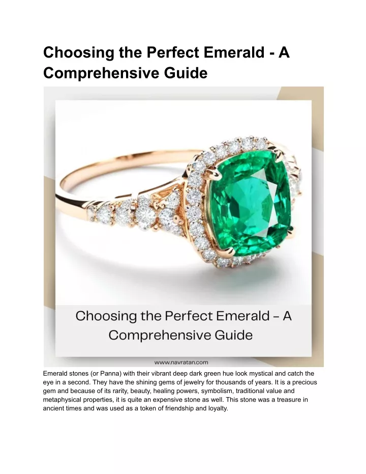 choosing the perfect emerald a comprehensive guide