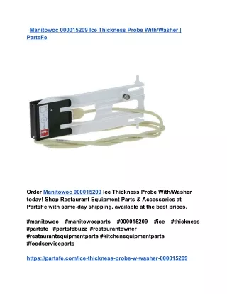 Manitowoc 000015209 Ice Thickness Probe With_Washer _ PartsFe