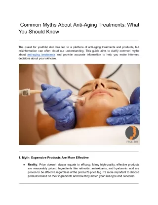 Common Myths About Anti-Aging Treatments: What You Should Know