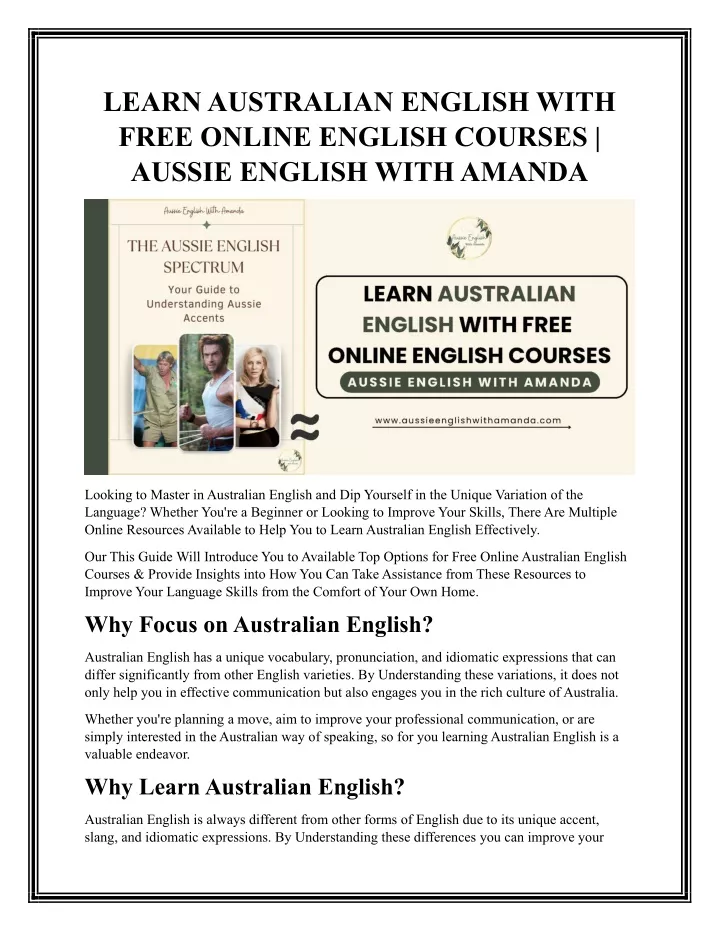 learn australian english with free online english