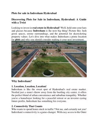 Plots for sale in Indresham Hyderabad