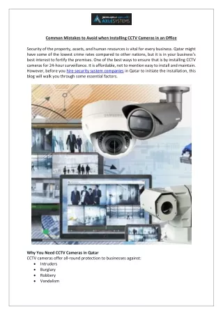 CCTV Cameras in Qatar | Avoid Installation Mistakes | Axle Systems