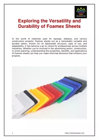 Exploring the Versatility and Durability of Foamex Sheets