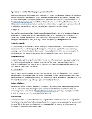 Top Features to Look For When Buying an Apartment Near You