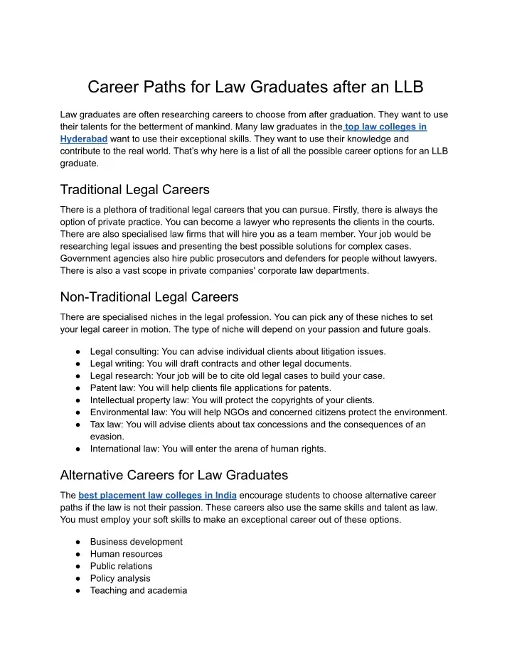 career paths for law graduates after an llb