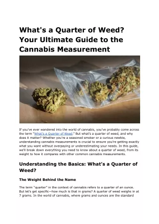 What's a Quarter of Weed_ Your Ultimate Guide to the Cannabis Measurement