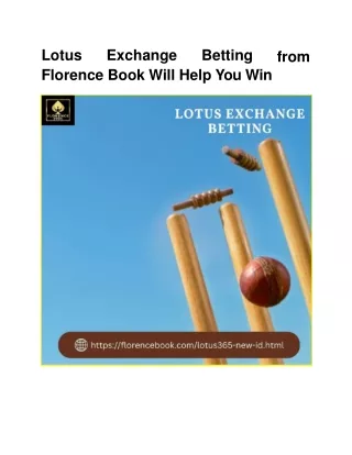 Lotus Exchange Betting from Florence Book Will Help You Win