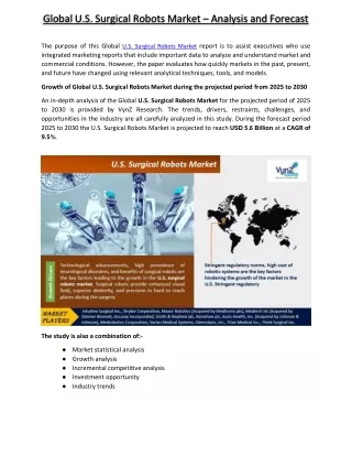 U.S. Surgical Robots Market - VynzResearch