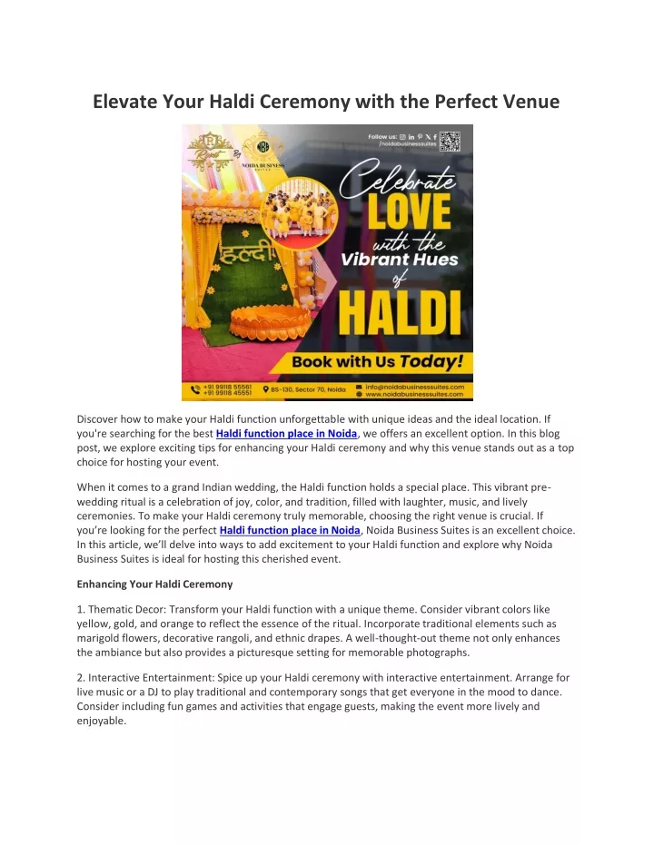 elevate your haldi ceremony with the perfect venue