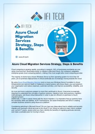 Azure Cloud Migration Services Strategy, Steps & Benefits