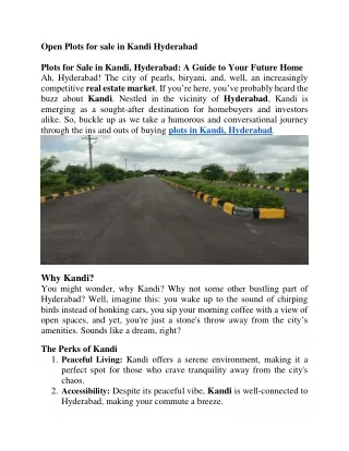 Open Plots for sale in Kandi Hyderabad