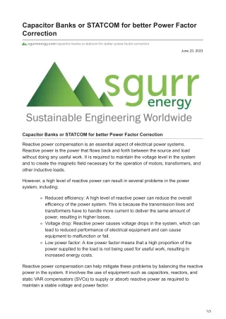 sgurrenergy.com-Capacitor Banks or STATCOM for better Power Factor Correction