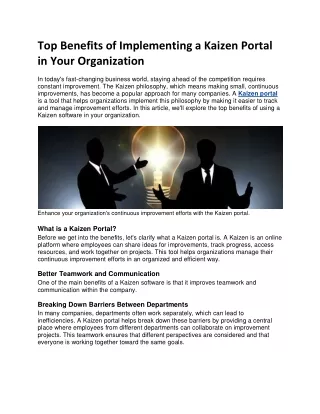 top benefits of implementing a kaizen portal