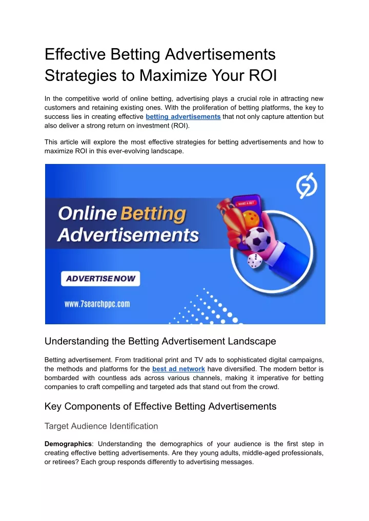 effective betting advertisements strategies