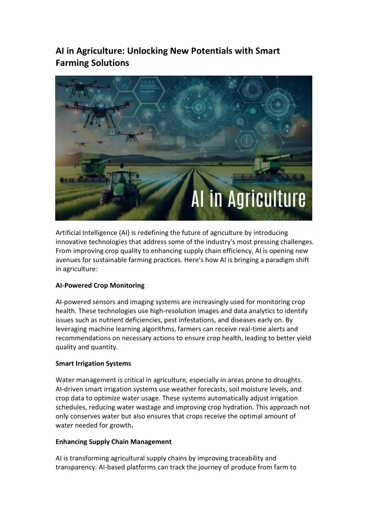 ai in agriculture unlocking new potentials with