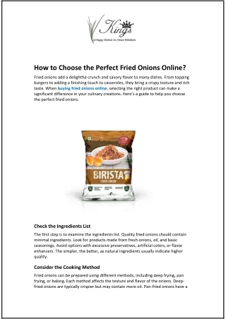 How to Choose the Perfect Fried Onions Online