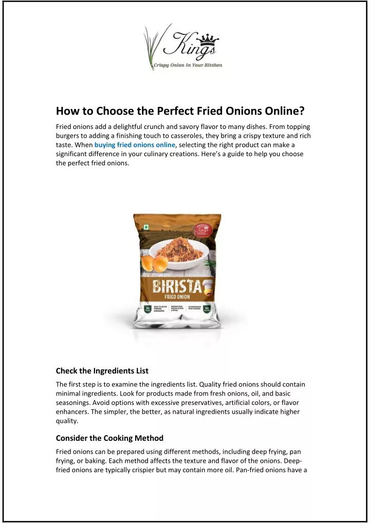 how to choose the perfect fried onions online