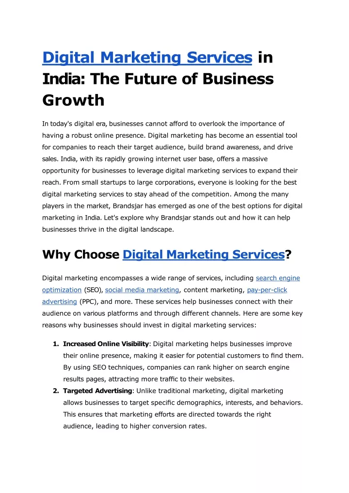 digital marketing services in india the future of business growth