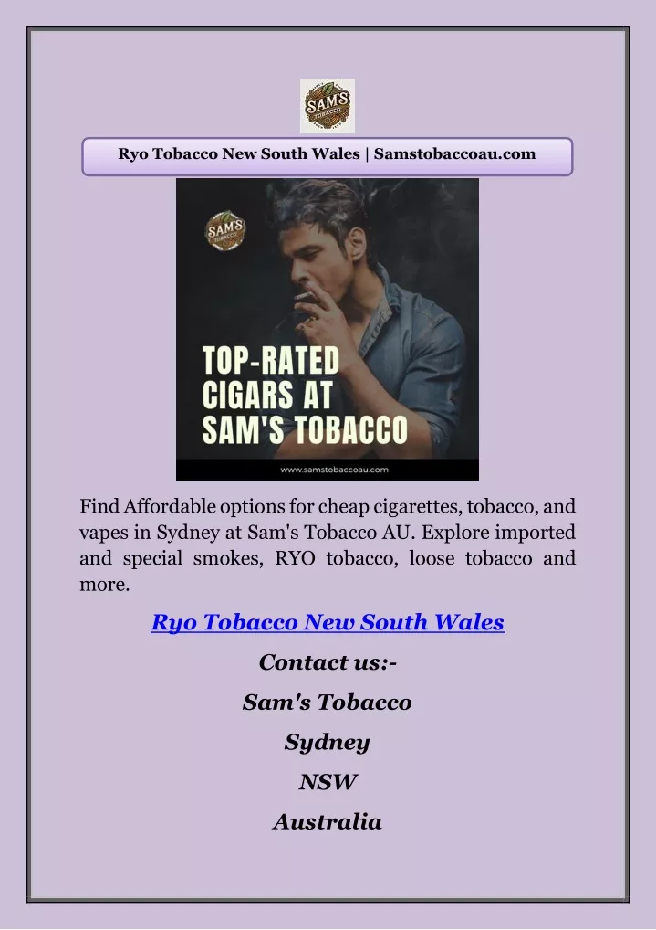 ryo tobacco new south wales samstobaccoau com