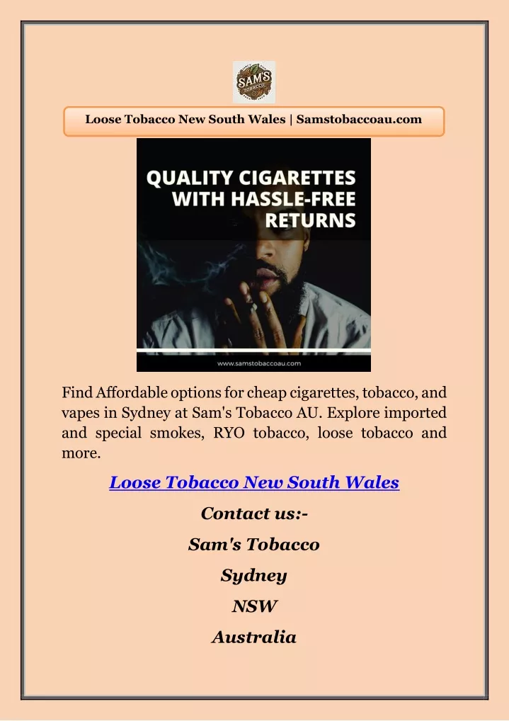 loose tobacco new south wales samstobaccoau com