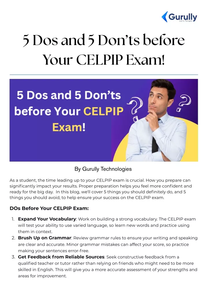 5 dos and 5 don ts before your celpip exam