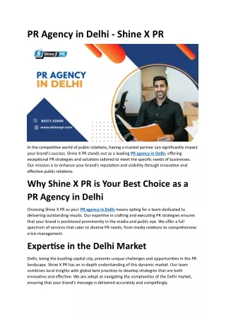 PR Agency in Delhi - Shine X PR