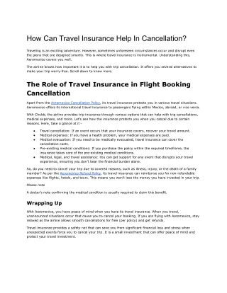 How Can Travel Insurance Help In Cancellation?