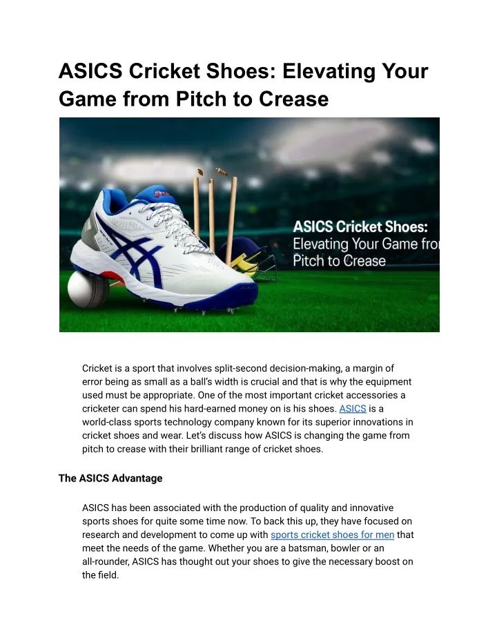 asics cricket shoes elevating your game from