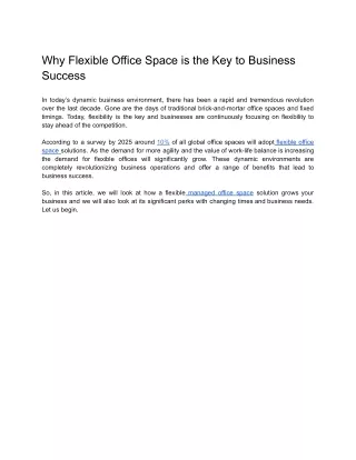 Why Flexible Office Space is the Key to Business Success