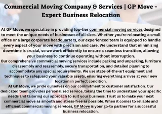 Commercial Moving Company & Services | GP Move - Expert Business Relocation