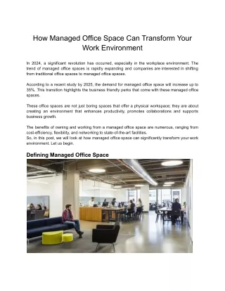 how managed office space can transform your work