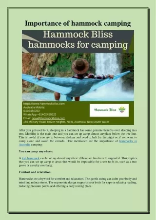 Importance of hammock camping