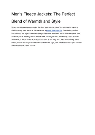 Men's Fleece Jackets_ The Perfect Blend of Warmth and Style