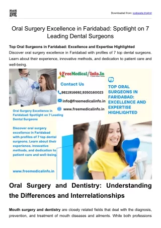 Oral Surgery Excellence in Faridabad Spotlight on 7 Leading Dental Surgeons