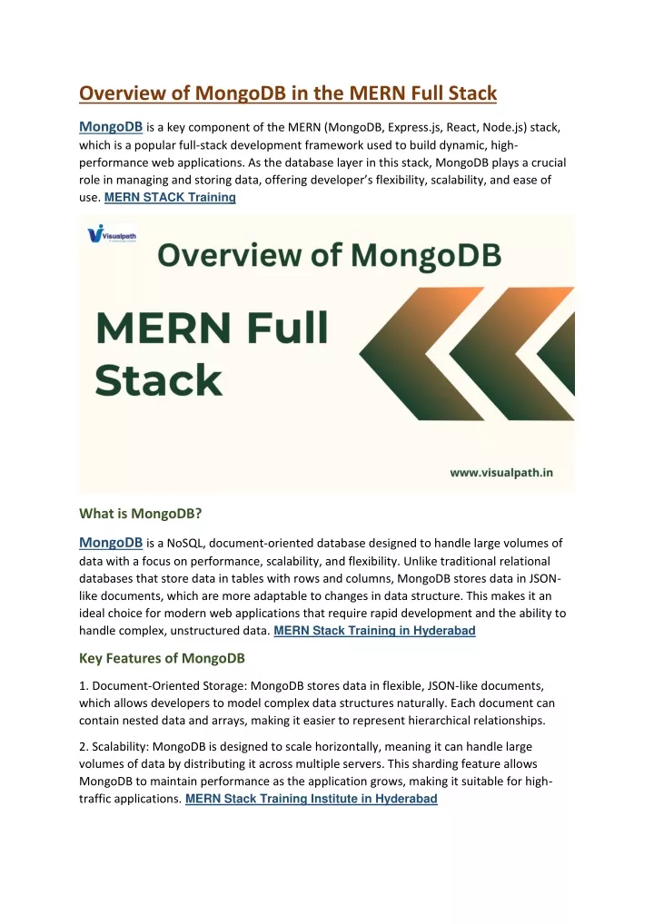 overview of mongodb in the mern full stack