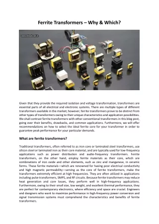 ferrite transformers why which