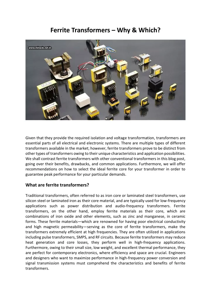 ferrite transformers why which