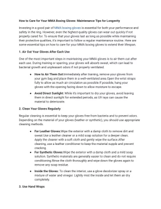 How to Care for Your MMA Boxing Gloves: Maintenance Tips for Longevity