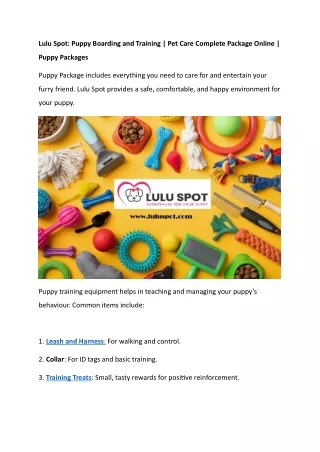 Lulu Spot Puppy Boarding and Training  Pet Care Complete Package Online  Puppy Packages