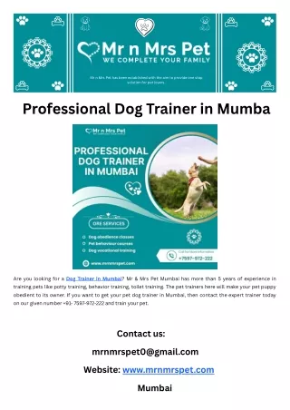 Professional Dog Trainer in Mumbai