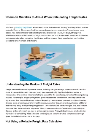 Common Mistakes to Avoid When Calculating Freight Rates