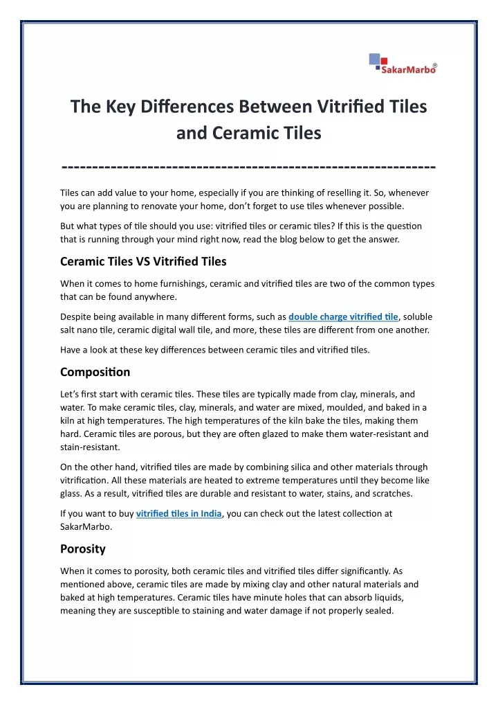 the key differences between vitrified tiles