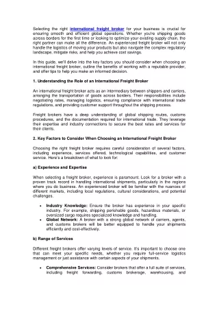 How to Choose the Right International Freight Broker for Your Business