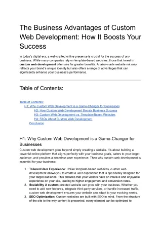 the business advantages of custom web development